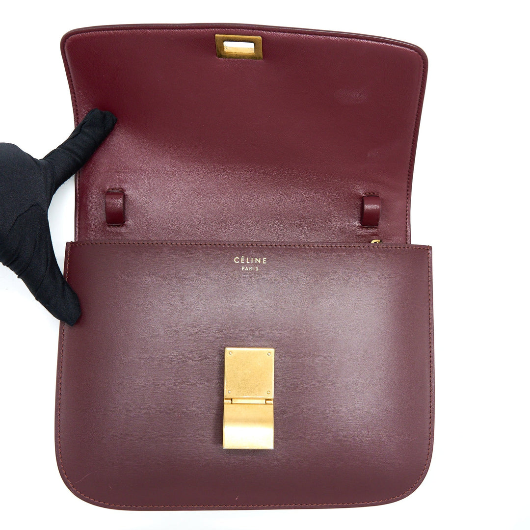 Celine Classic Medium Box Calfskin Burgundy