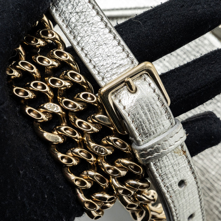 Top quality Dior Top quality Diorama Bag Goatskin Metallic Silver