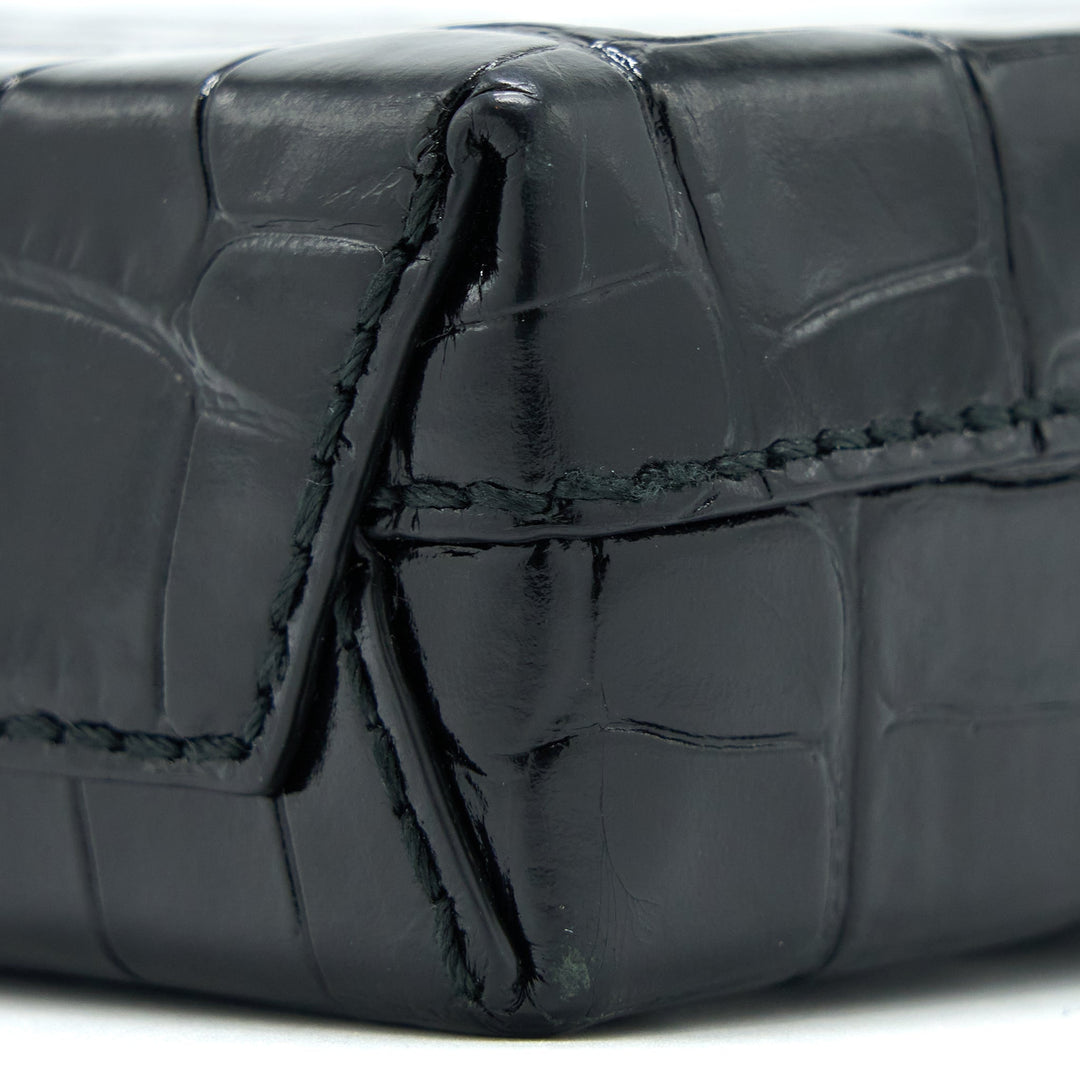 Top Quality Balenciaga Mini Shopping Phone Pouch Coro-Emboss Calfskin Black SHW