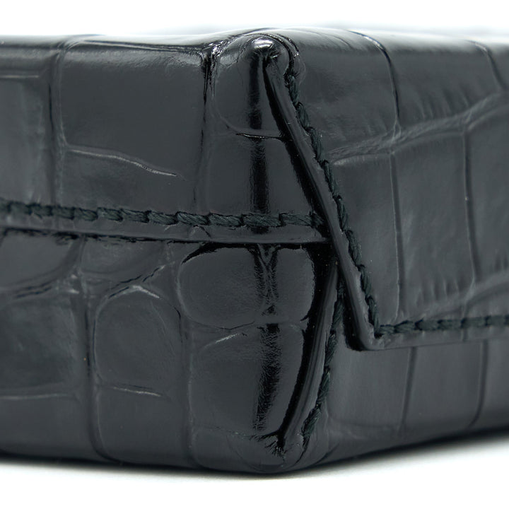 Top Quality Balenciaga Mini Shopping Phone Pouch Coro-Emboss Calfskin Black SHW