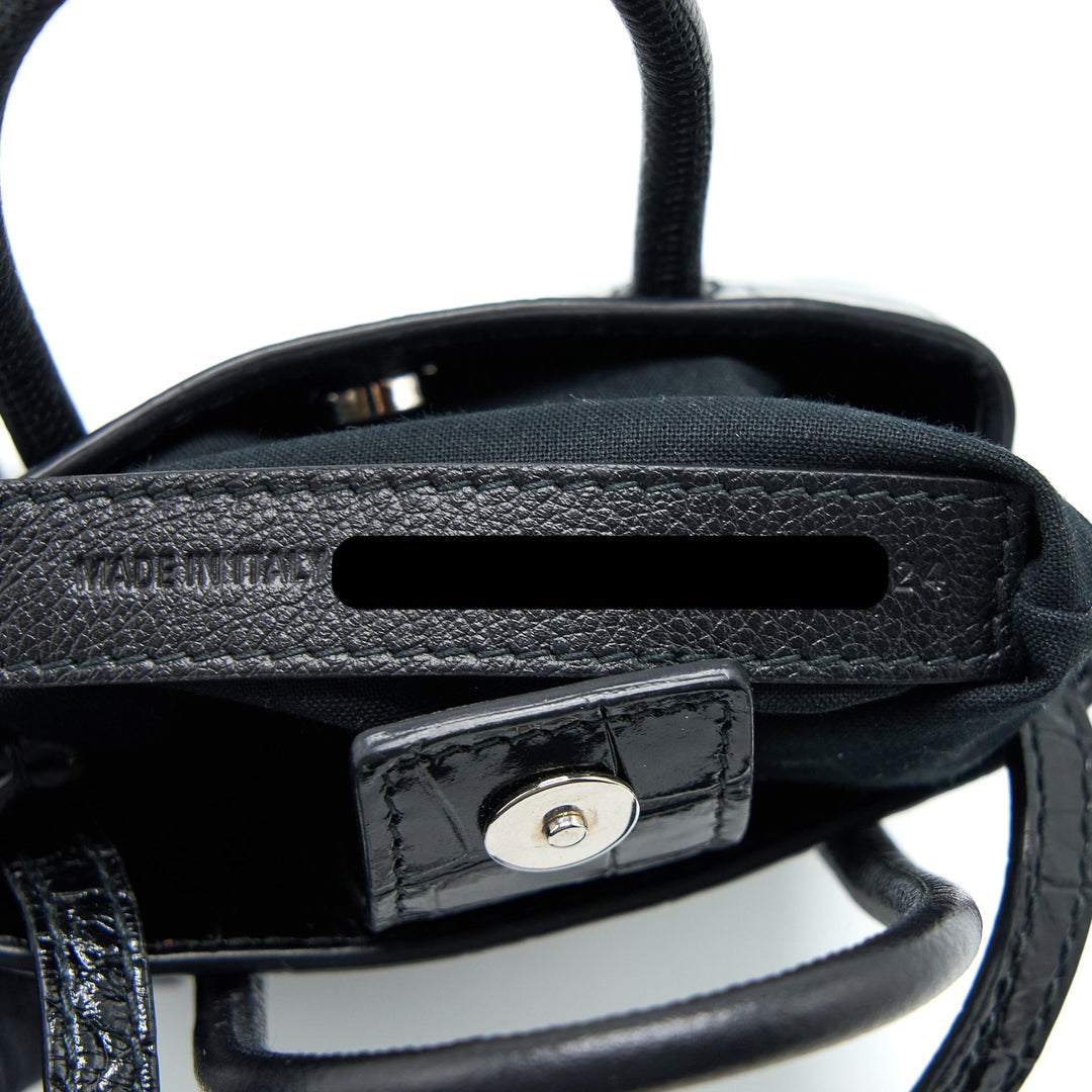 Top Quality Balenciaga Mini Shopping Phone Pouch Coro-Emboss Calfskin Black SHW