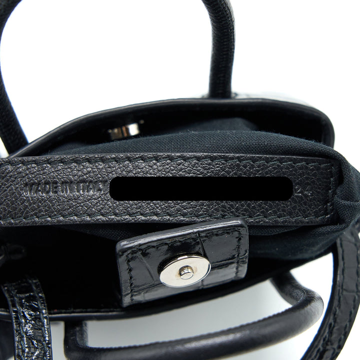 Top Quality Balenciaga Mini Shopping Phone Pouch Coro-Emboss Calfskin Black SHW