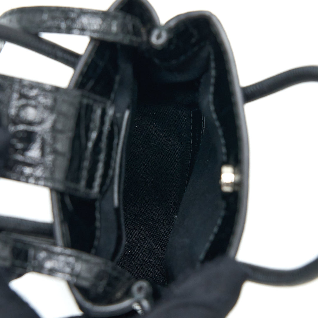 Top Quality Balenciaga Mini Shopping Phone Pouch Coro-Emboss Calfskin Black SHW