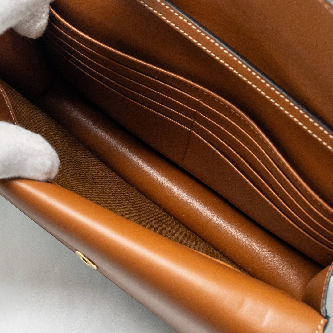 Top Quality Celine Wallet On Strap Triomphe Canvas/Smooth Lambskin Tan