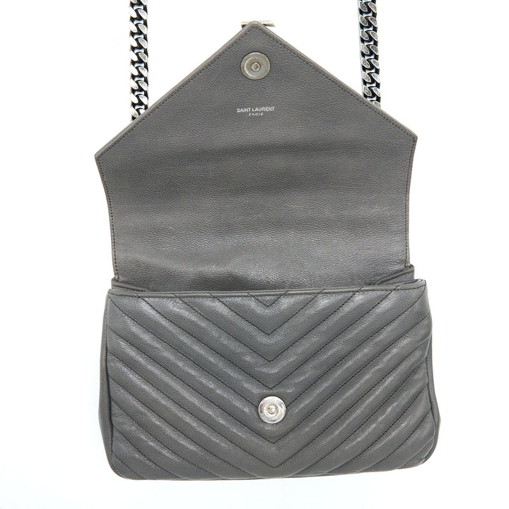 Saint Laurent College Bag Calfskin Grey With Ruthenium Hardware