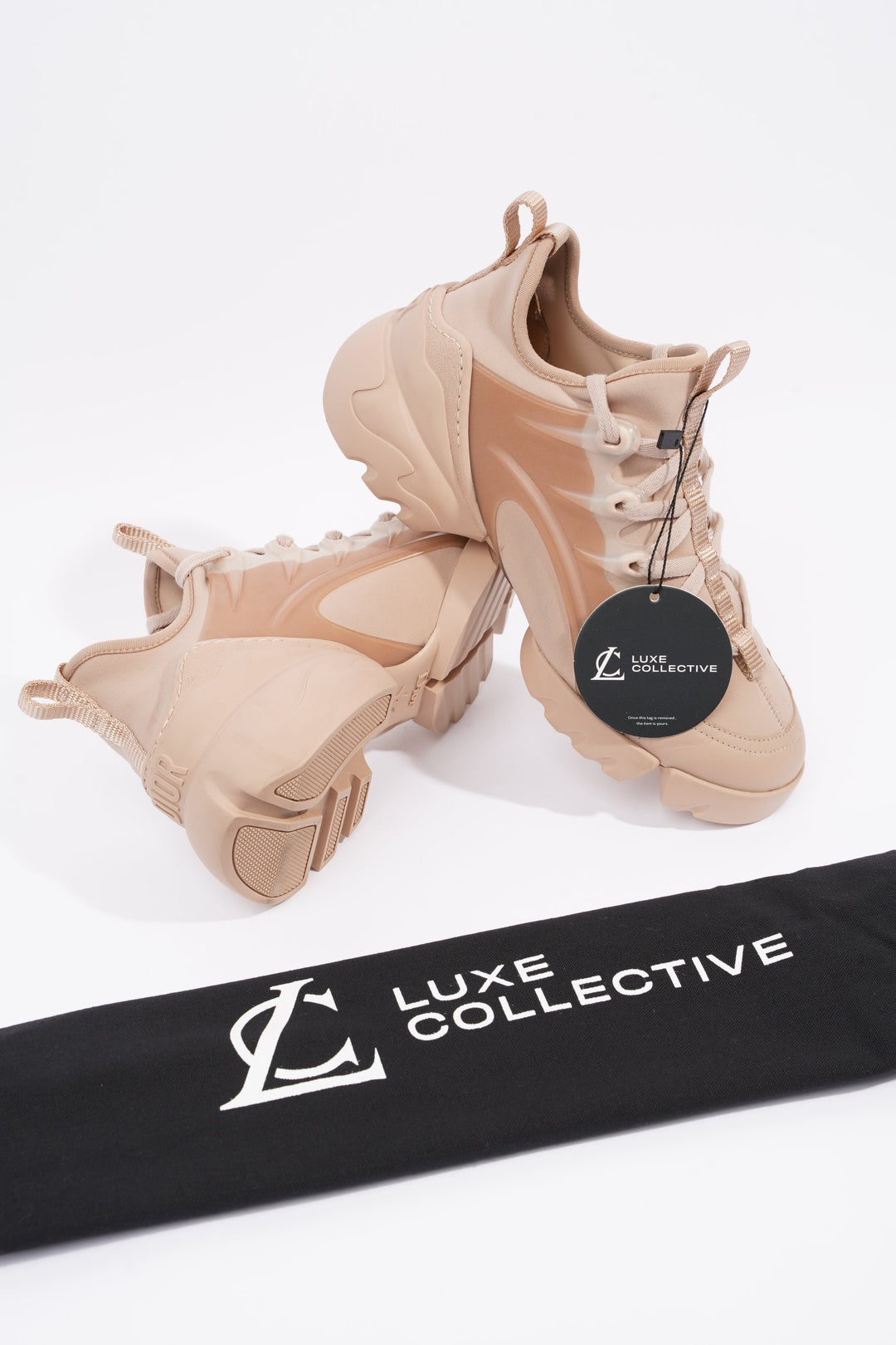 Christian Dior Womens D Connect Sneaker Nude Technical Fabric EU 35 / UK 2