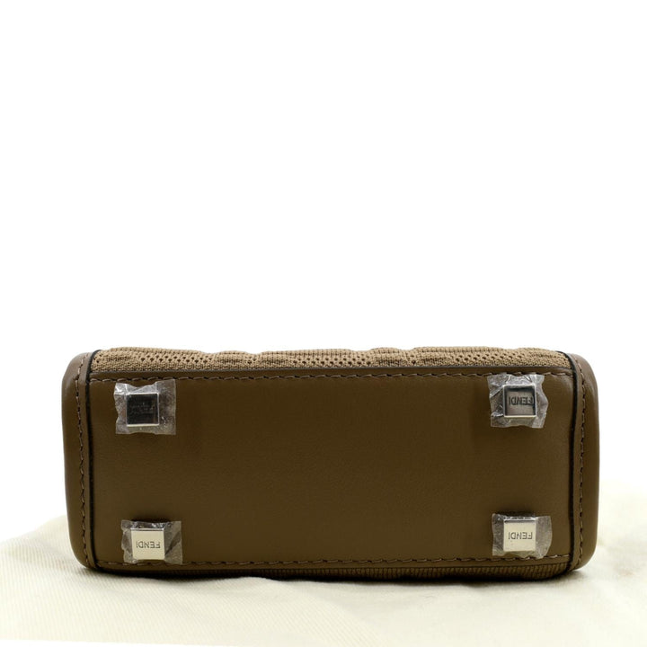 Fendi Mini Sunshine Plexiglass Technical Fabric Vitello Ceylon Shopper Tote Crossbody Bag Sand