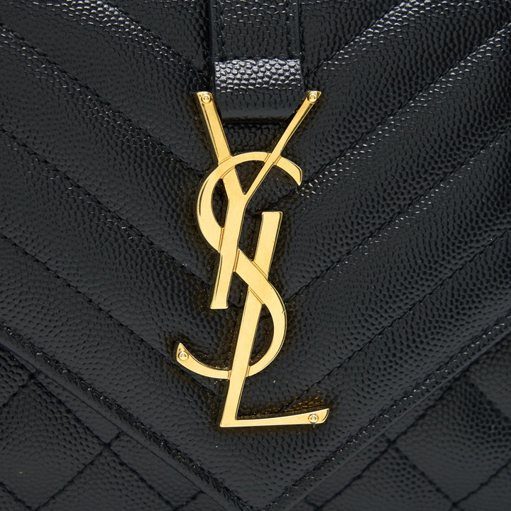 Laurent Small Envelope Crossbody Bag Black With GHW
