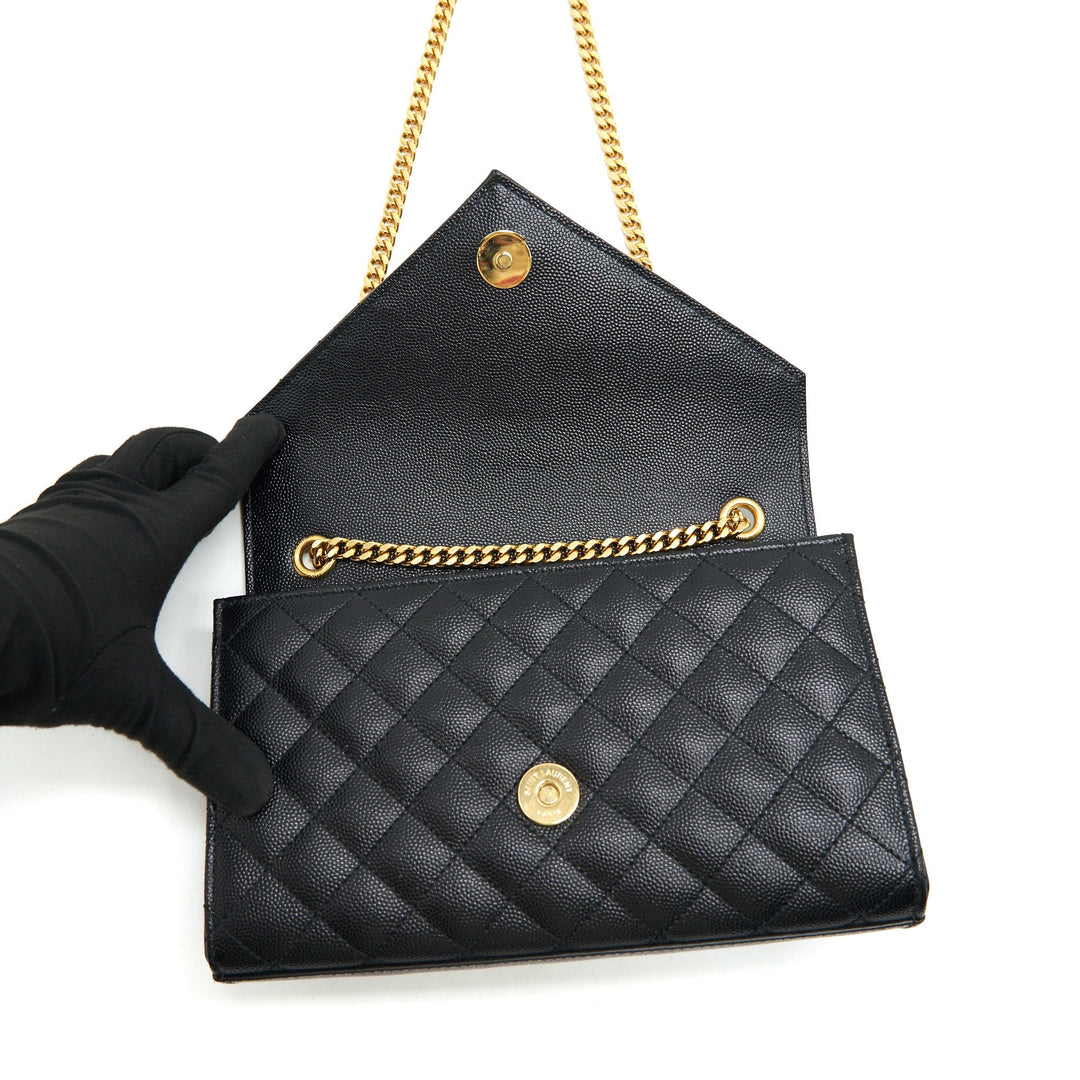 Laurent Small Envelope Crossbody Bag Black With GHW