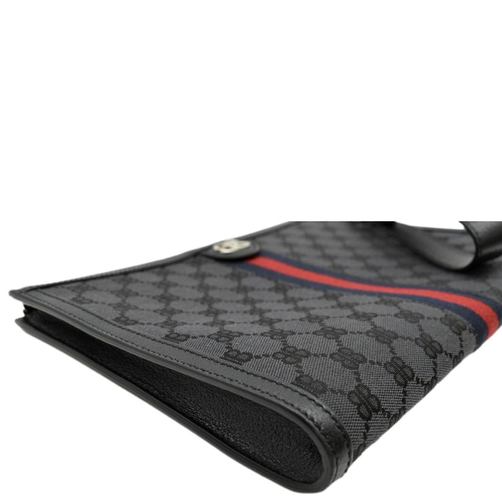 balenciaga X Gucci Hacker Project Web BB Canvas Wristlet Clutch Black 680382