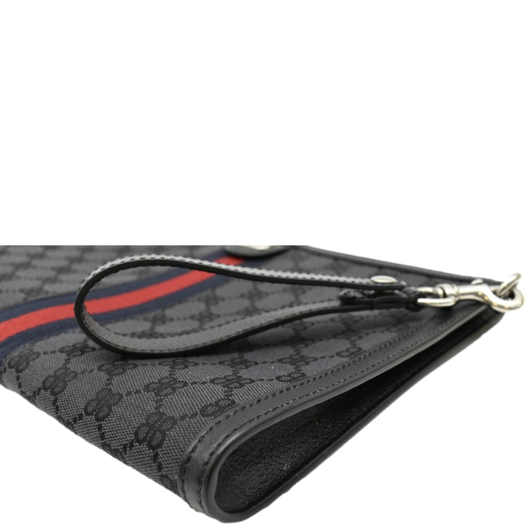 balenciaga X Gucci Hacker Project Web BB Canvas Wristlet Clutch Black 680382