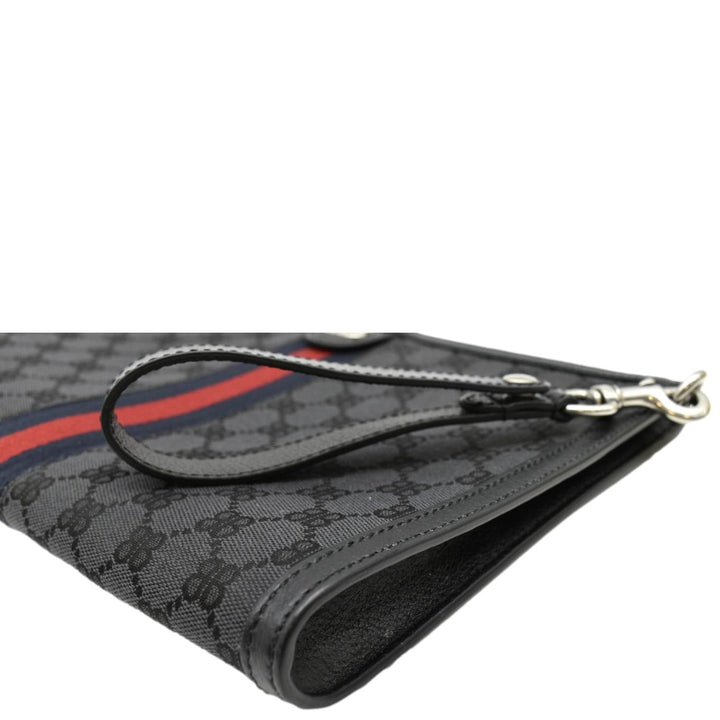 balenciaga X Gucci Hacker Project Web BB Canvas Wristlet Clutch Black 680382