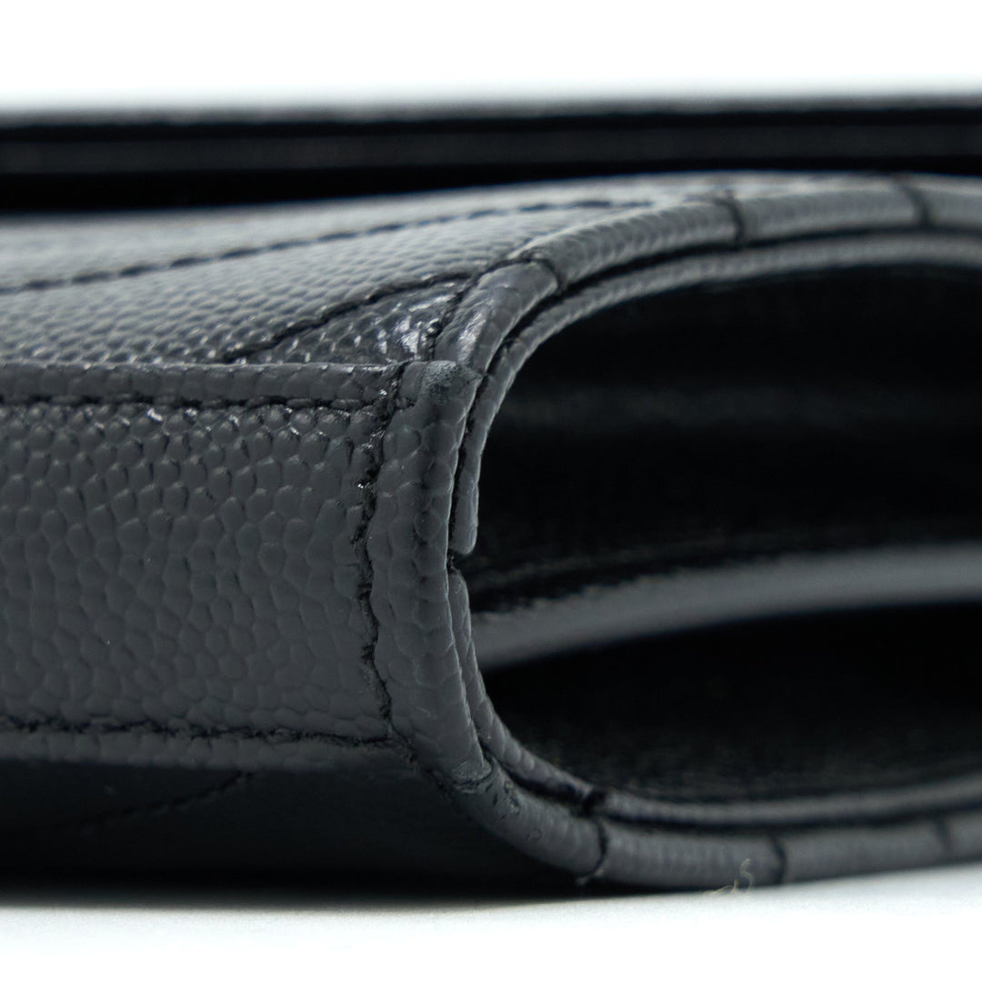 Saint Laurent Envelop Chain Wallet Grained Calfskin Black SHW