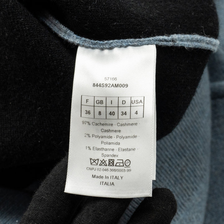 Top quality Dior Size 36 J'aTop quality Dior 8' Hooded Sweater with Rear Signature Cashmere Blue Grey/Black