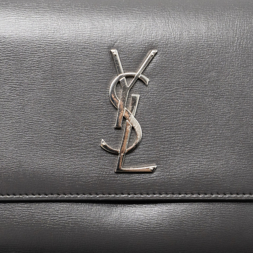 Saint Laurent Medium Sunset Chain Bag Calfskin Dark Grey Ruthenium Hardware