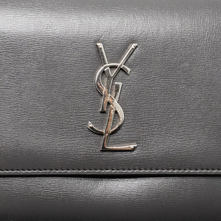 Saint Laurent Medium Sunset Chain Bag Calfskin Dark Grey Ruthenium Hardware