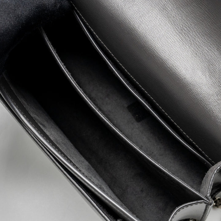 Saint Laurent Medium Sunset Chain Bag Calfskin Dark Grey Ruthenium Hardware