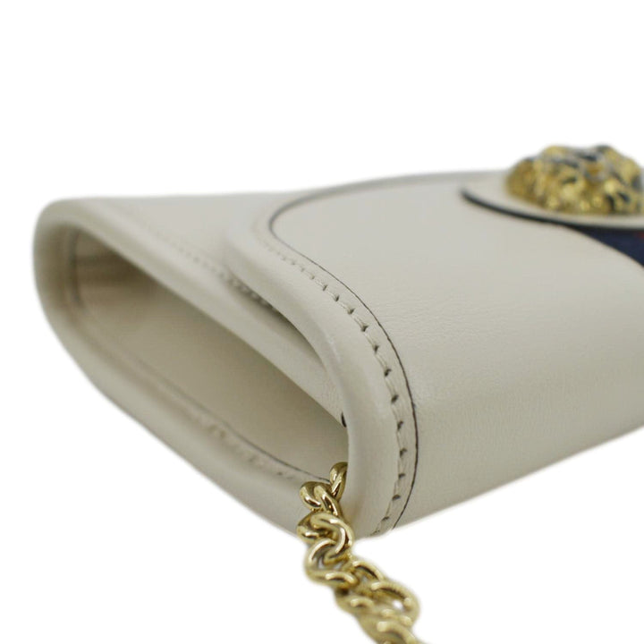 GUCCI Rajah Mini Leather Chain Shoulder Bag White 573797