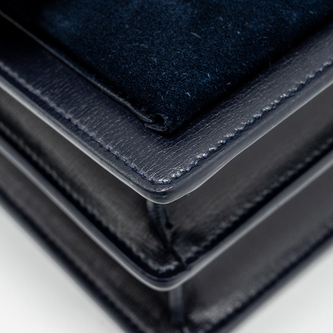 Saint Laurent /YSL Sunset Bag Python/Suede Navy GHW