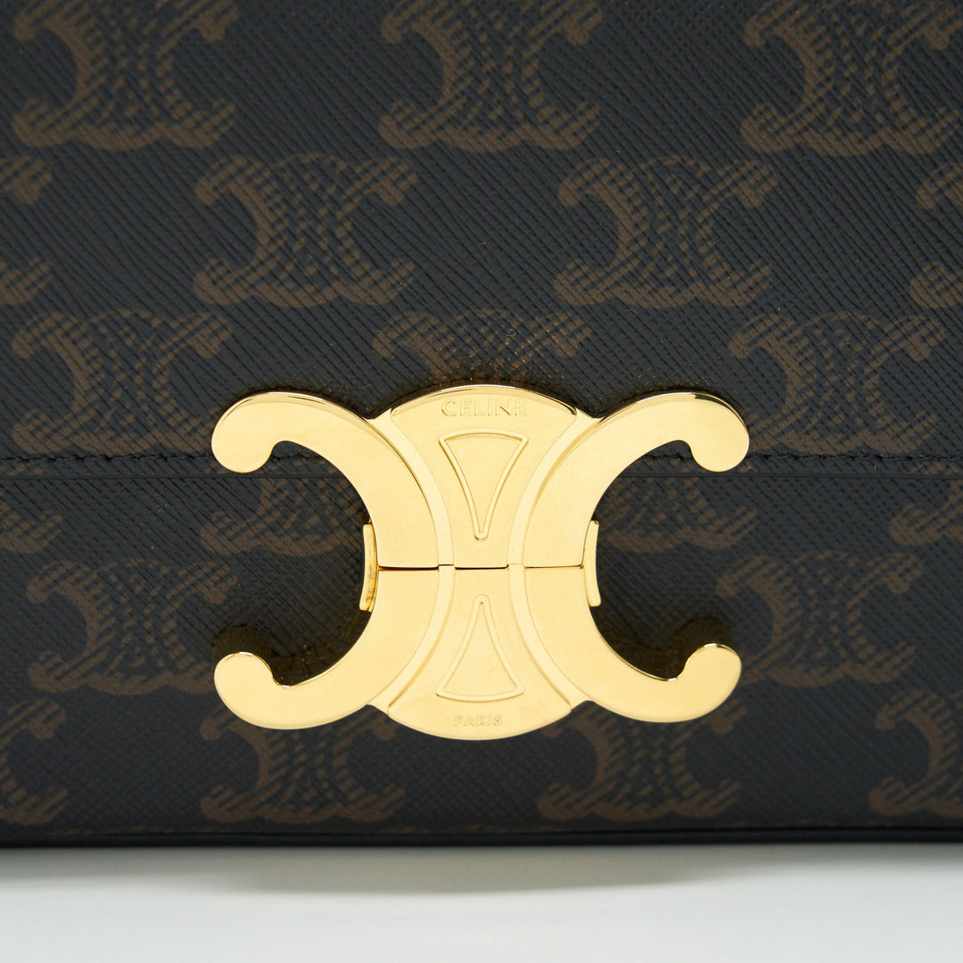 Top Quality Celine Triomphe Shoulder Bag in Triomphe Canvas and Calfskin