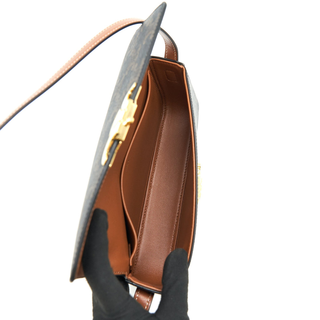 Top Quality Celine Triomphe Shoulder Bag in Triomphe Canvas and Calfskin