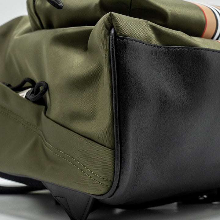 Burberry Logo / Icon Stripe Backpack Nylon Dark Green/Multicolour SHW