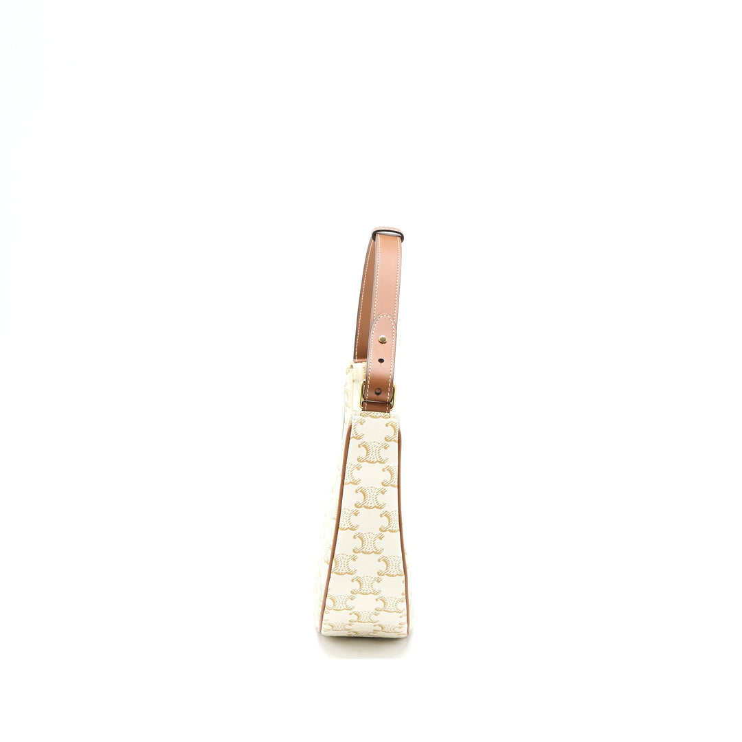 Celine Ava Bag in Triomphe Canvas/Calfskin White