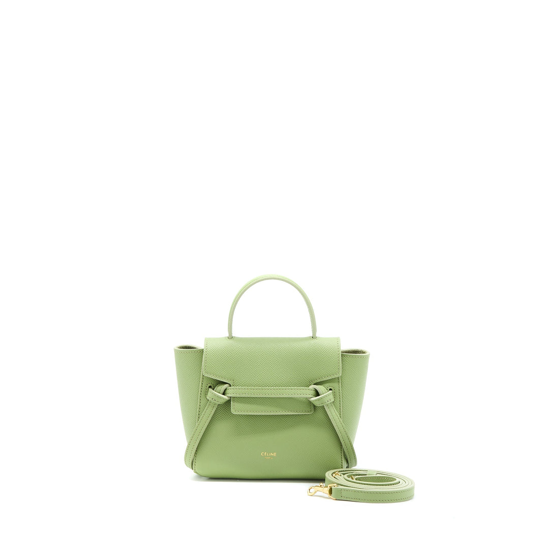 Top Quality Celine Pico Belt Bag Grained Calfskin Light Green