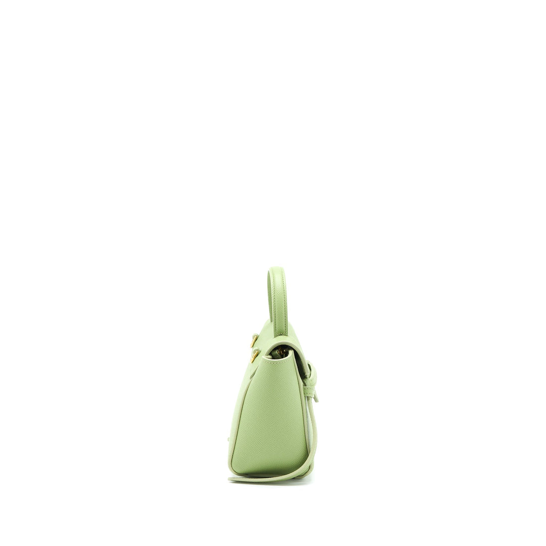 Top Quality Celine Pico Belt Bag Grained Calfskin Light Green