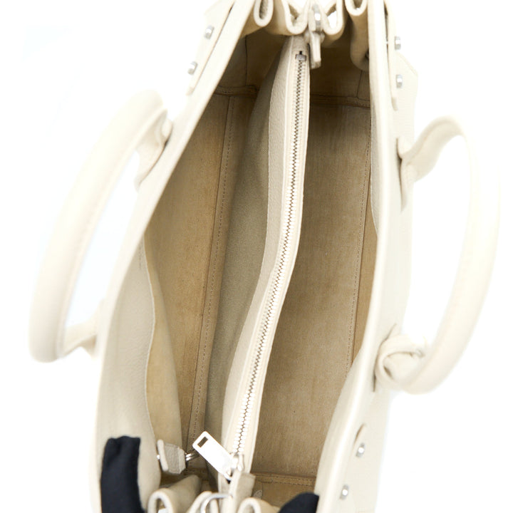 Saint Laurent Sac De Jour Tote Bag Calfskin White SHW