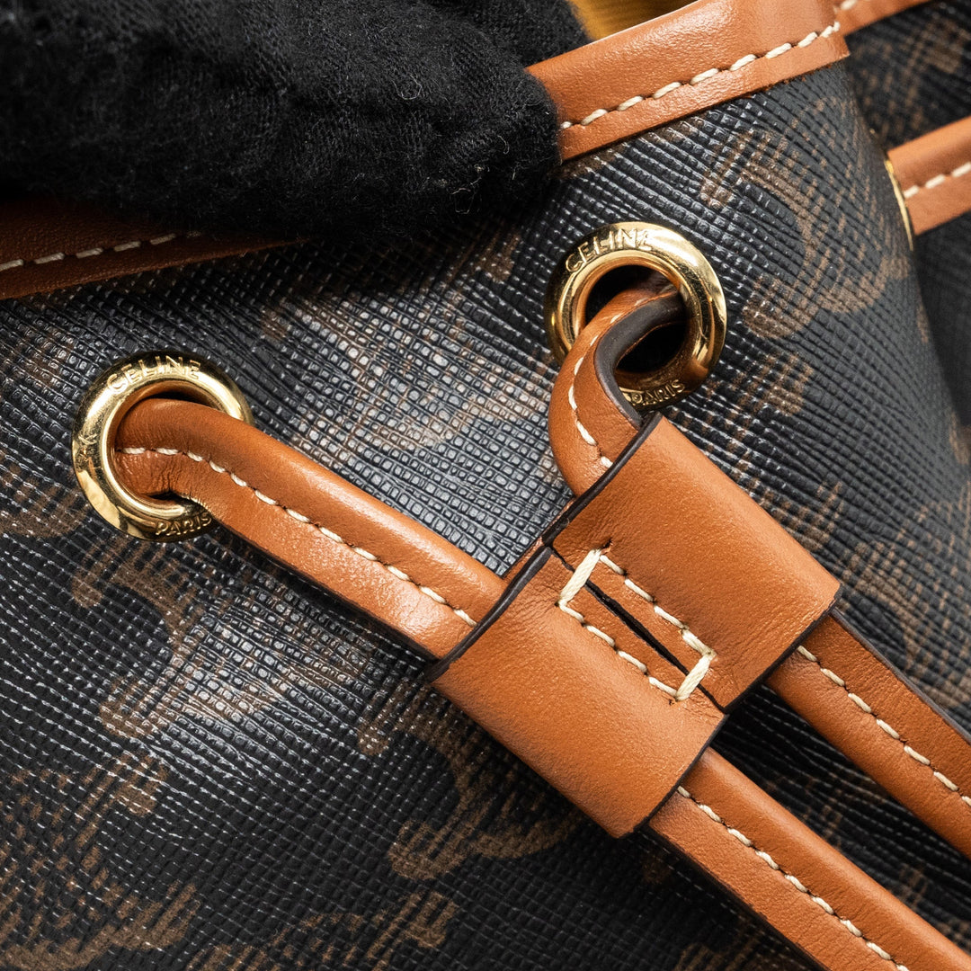 Celine Mini Backpack Folco Triomphe Canvas Calfskin TAN
