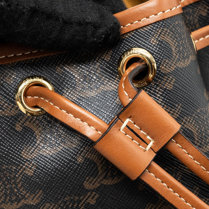 Celine Mini Backpack Folco Triomphe Canvas Calfskin TAN
