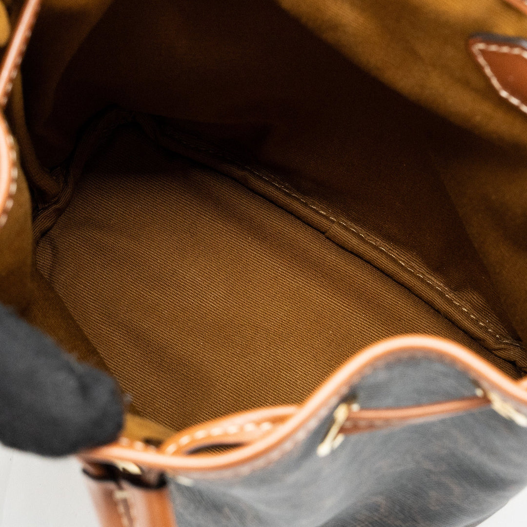 Celine Mini Backpack Folco Triomphe Canvas Calfskin TAN