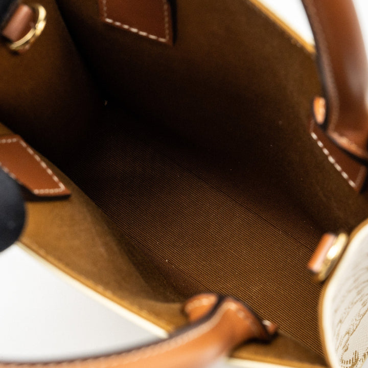 Celine Mini Vertical Cabas in Triomphe Canvas/Calfskin White