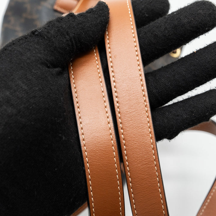 Celine Mini Backpack Folco Triomphe Canvas Calfskin TAN