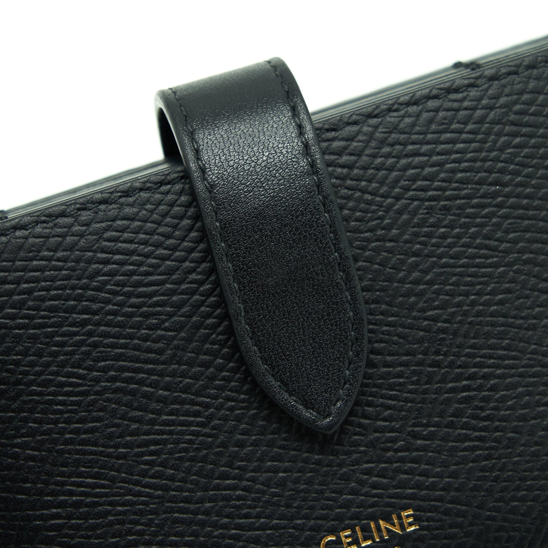 Celine Accordeon Card Holder Grained Calfskin Black