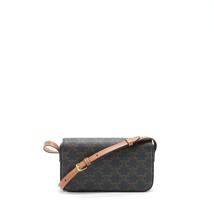 Top Quality Celine Triomphe Shoulder Bag Triomphe Canvas/Calfskin Tan
