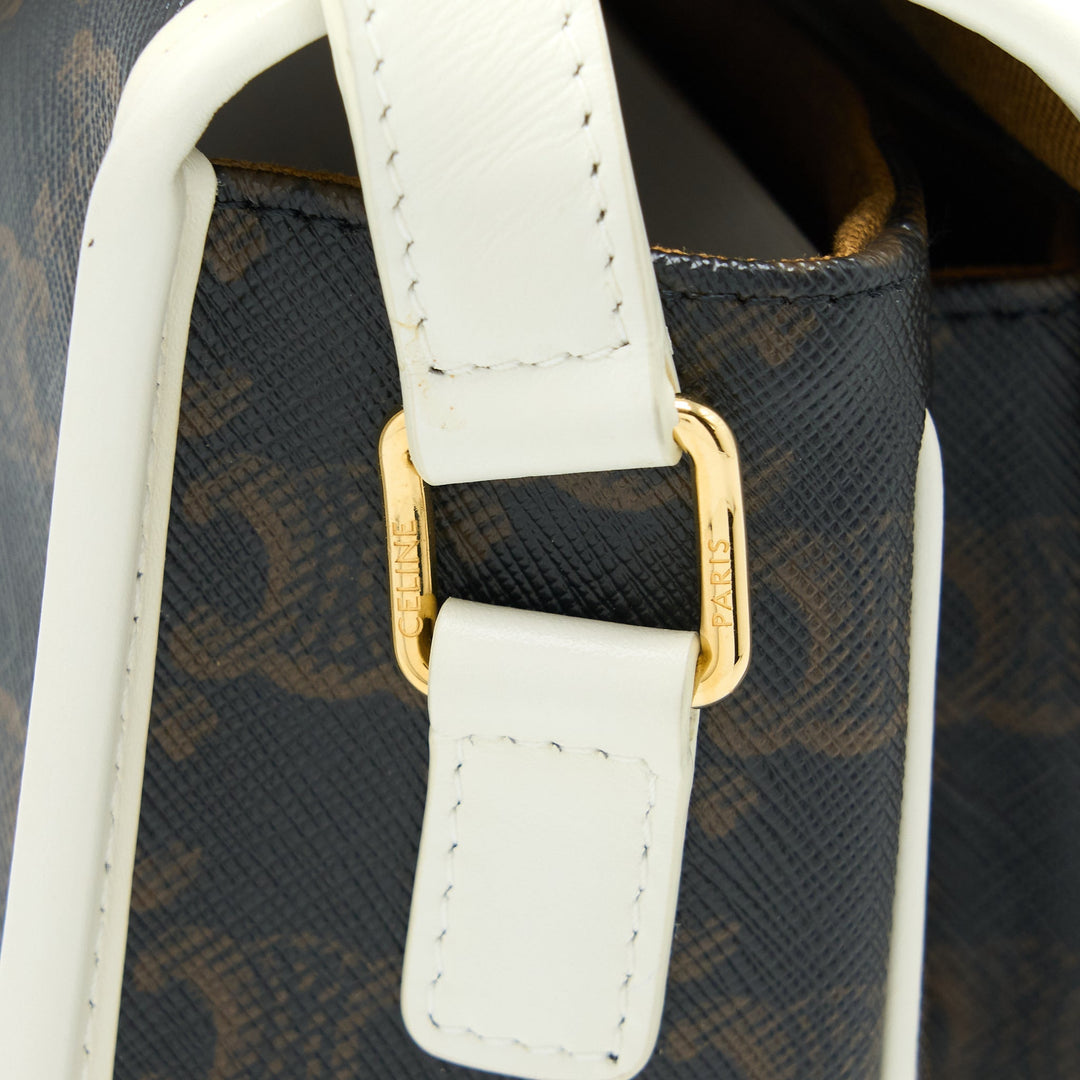 Top Quality Celine Medium Folco Bag Triomphe Canvas/White LGHW