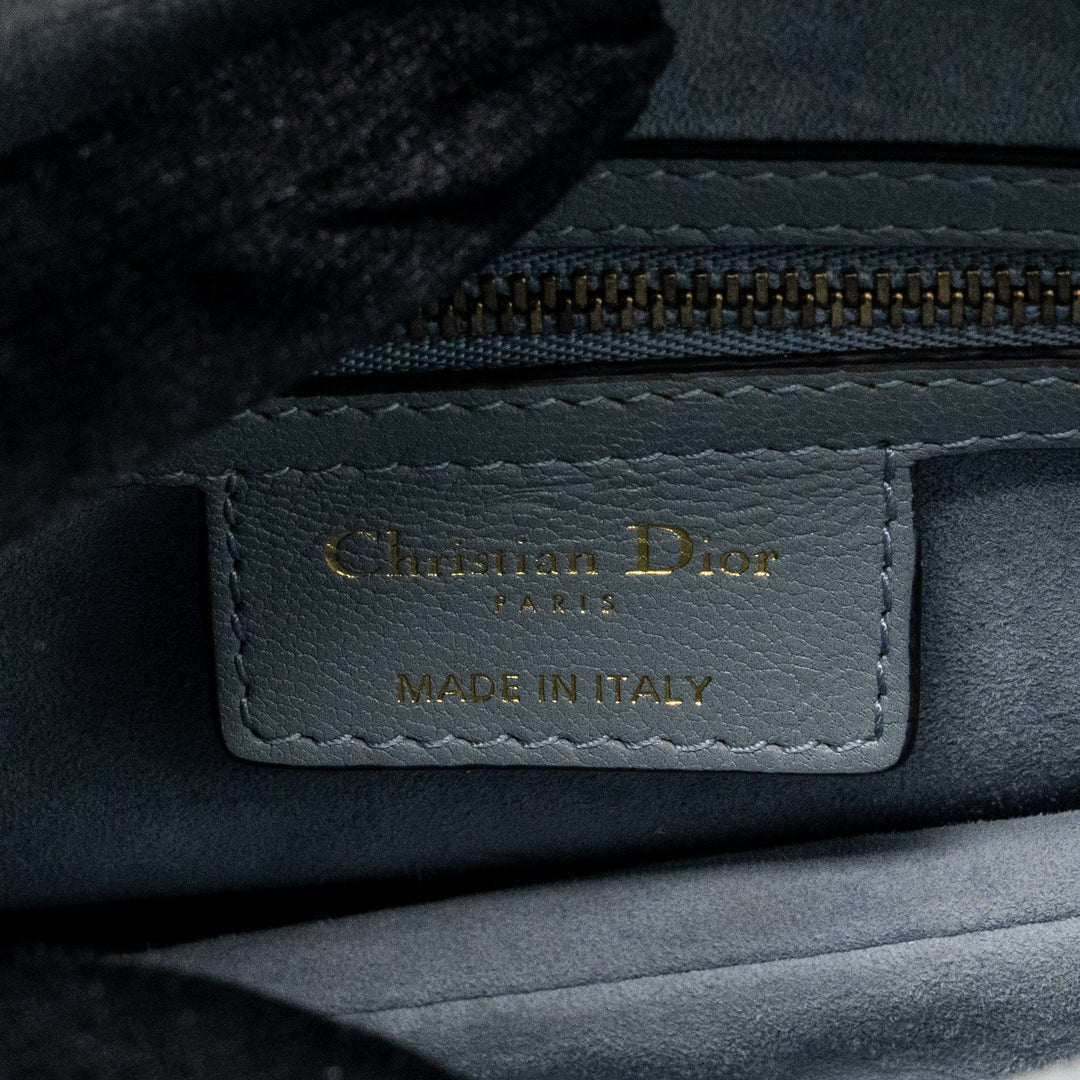 Top quality Dior Medium Saddle Bag Goatskin Light Blue