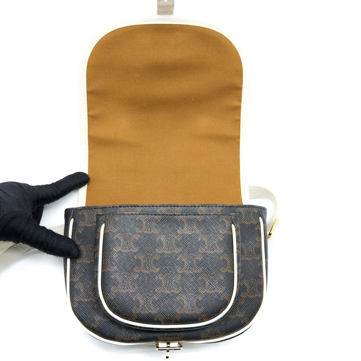 Top Quality Celine Medium Folco Bag Triomphe Canvas/White LGHW