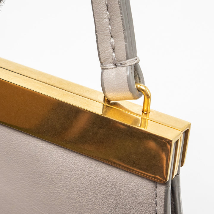 Celine mini clasp shoulder bag light grey leather