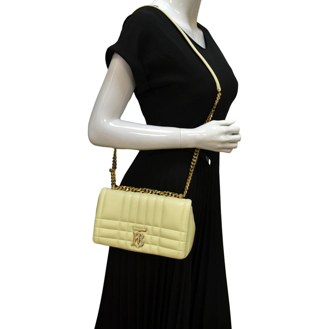 Burberry Lola Medium Quilted  Leather Shoulder Bag Cool Lemon