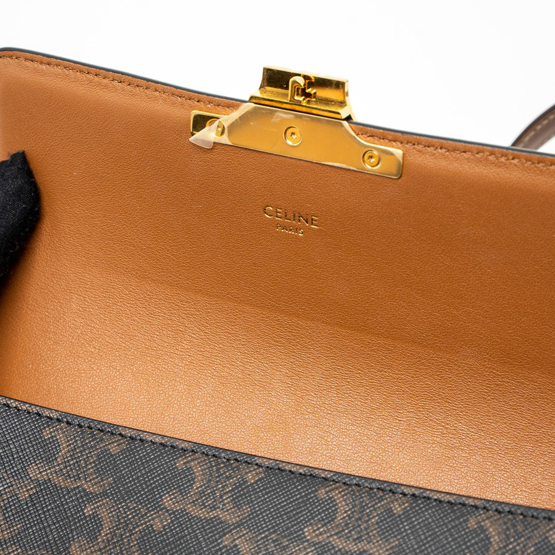 Top Quality Celine Triomphe Shoulder Bag Triomphe Canvas/Calfskin Tan