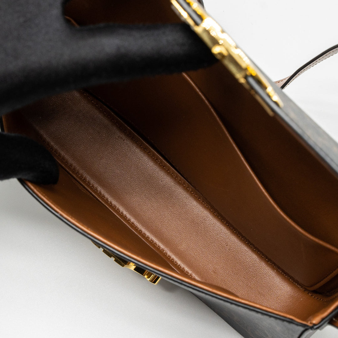 Celine Triomphe Shoulder Bag Triomphe Canvas/Calfskin Tan