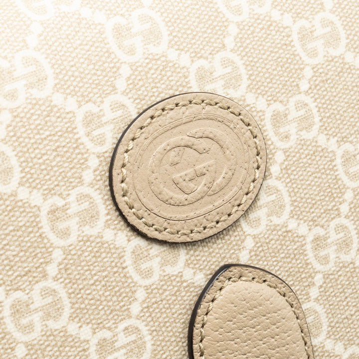 Gucci Interlock GG logo Crossbody messanger bag canvas/ calfskin light grey