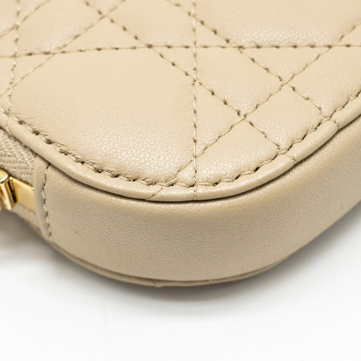 Top quality Dior Lady Top quality Dior Call'in Top quality Dior Phone Holder Cannage Lambskin Beige