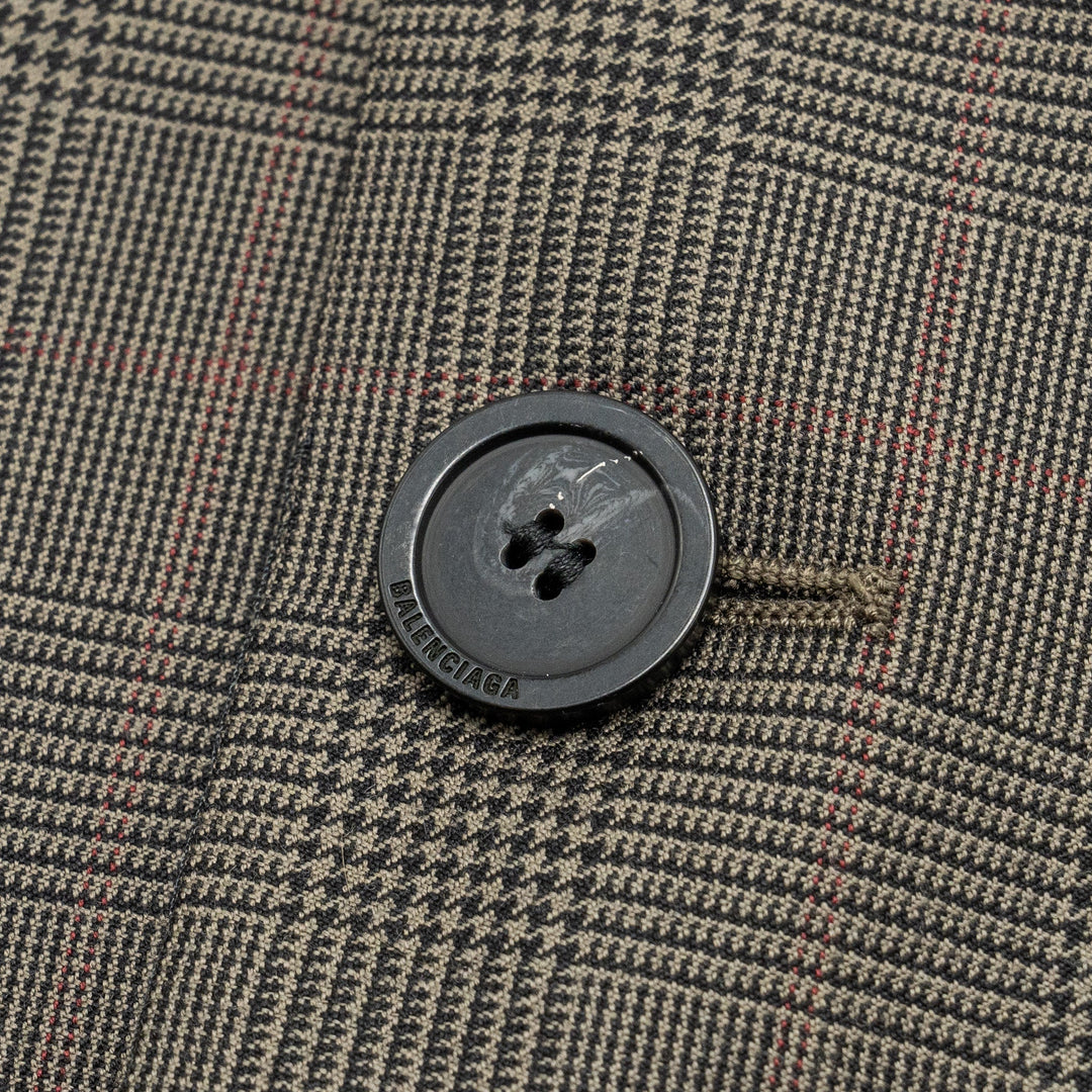 Top Quality Balenciaga Size 42 Checked Single-Breasted Blazer Wool Dark Grey