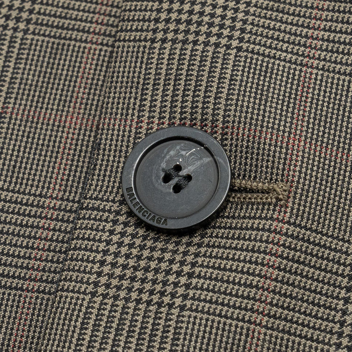 Top Quality Balenciaga Size 42 Checked Single-Breasted Blazer Wool Dark Grey
