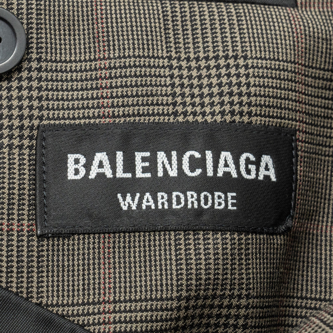 Top Quality Balenciaga Size 42 Checked Single-Breasted Blazer Wool Dark Grey