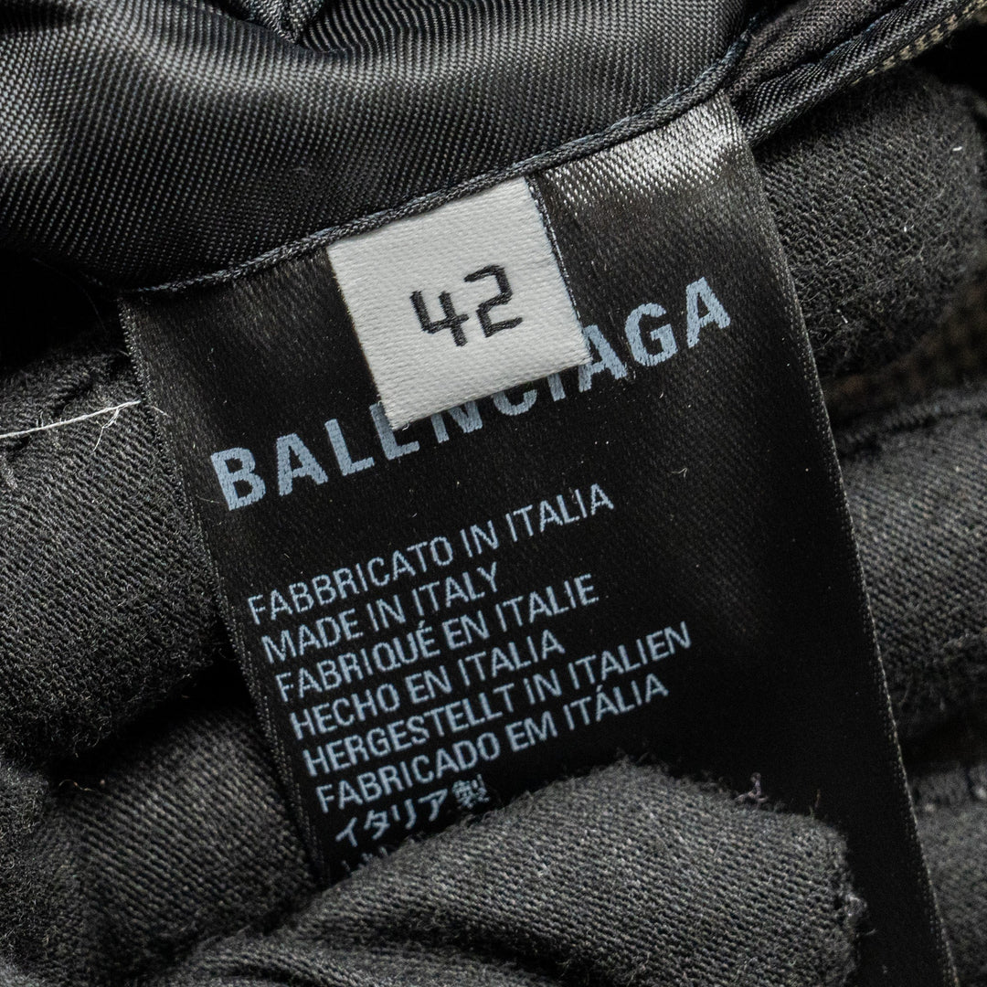 Top Quality Balenciaga Size 42 Checked Single-Breasted Blazer Wool Dark Grey